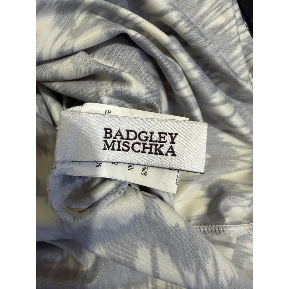 Badgley Mischka Womens Black White Ikat Print Tankini Swim Top Size 10 V-Neck